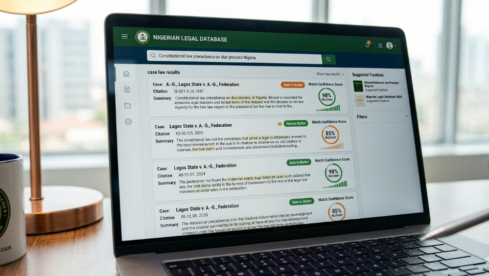 AI-powered platform showing how lawyers can automate legal research with confidence scores | best legal research tools for Nigerian lawyers