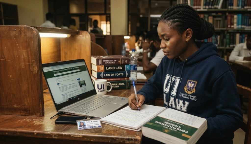 online legal resources for law students in Nigeria studying at a laptop