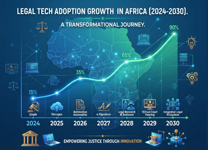 Graph showing the future of legal tech in Africa adoption growth 2024 to 2030