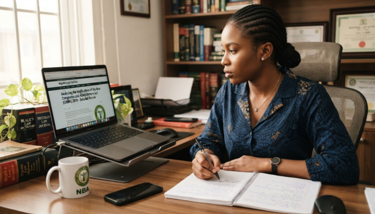 reading one of the top legal blogs in Nigeria on a laptop