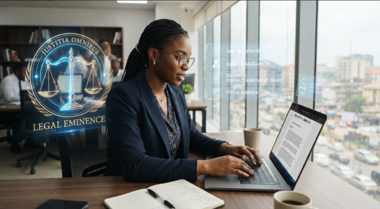 future of legal tech in Africa shown through AI legal research on laptop